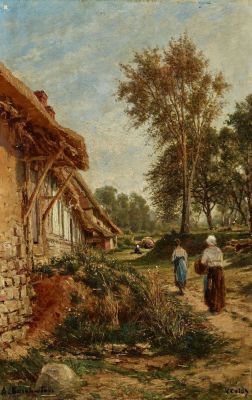 ALEXEY PETROVICH BOGOLYUBOV (1824-1896)
A Summer day in Veules-les-Roses, France. Signed in 