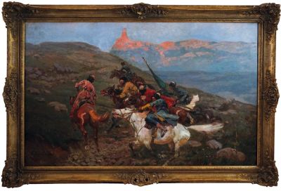 FRANZ ROUBAUD (1856-1928)
Attack of Circassians. The end of the 1910’s - 1920’s. Canvas, oil 