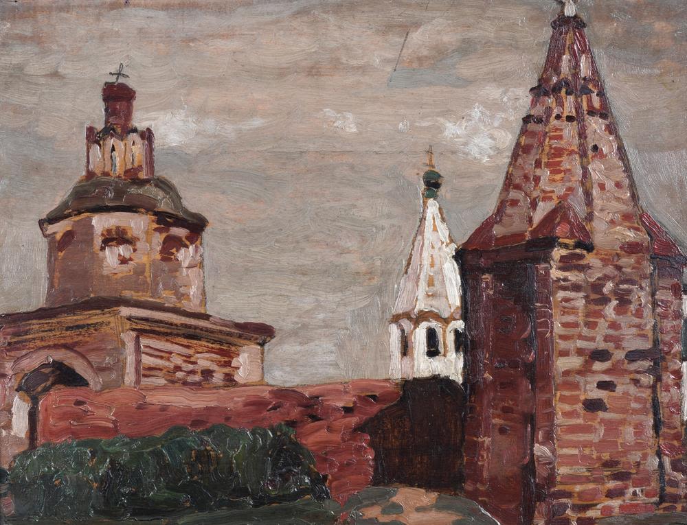 NICOLAS ROERICH (1874-1947)
The Monastery Alexander Newsky. oil on panel
numerous labels on the 