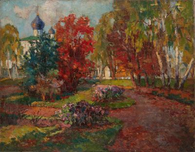 GEORGES LAPCHINE (1885-1950) 
Russian church in an autumn lanscape. Signed lower right ‘G. 