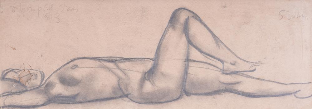 BORIS GRIGORIEV (1886-1993)
Reclining nude. сharcoal on paper
signed, inscribed dated ‘B 