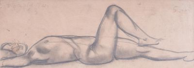 BORIS GRIGORIEV (1886-1993)
Reclining nude. сharcoal on paper
signed, inscribed dated ‘B 