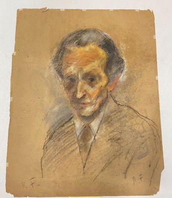 ROBERT FALK (1886-1958)
Nude study. Gentleman Portrait (on the reverse)signed “R.F.” (lower left 