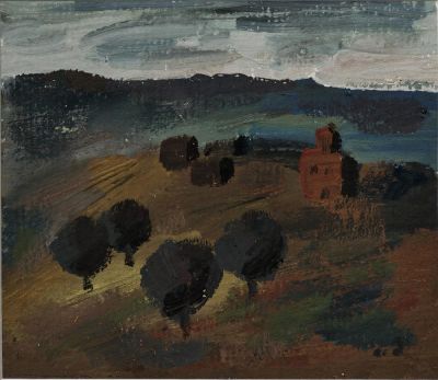 ТЕНГИЗ МИРЗАШВИЛИ (1934-2008)
Горный пейзаж с церковью. картон, масло22 x 20 см