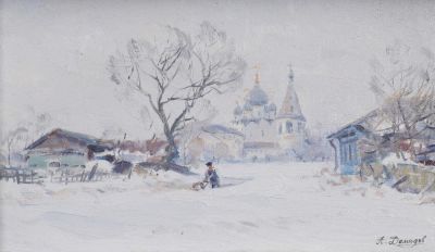 ДЕМИДОВ АЛЕКСАНДР АЛЕКСАНДРОВИЧ (1959)
Вечер в Суздале. подпись ‘А Демидов‘ (справа внизу) 