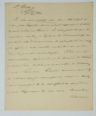 NICHOLAS I (1825-1855)
A handwritten letter addressed to Marshal de Marmont. St. Petersburg 