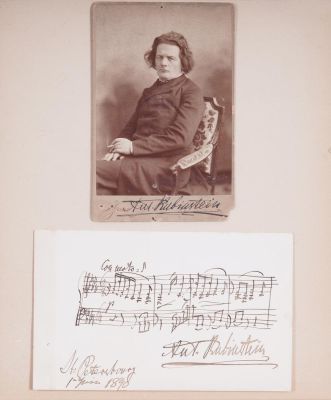 RUBINSTEIN Anton (1829-1894)
Photo signed “Ant. Rubinstein”). in black ink (16x11 cmaccompanied 