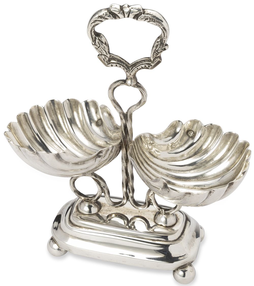 POLISH SILVER SALT AND PEPPER CELLAR
Assay master Josef Sosnowski, 1880. Hallmarks: ‘84’ silver 