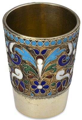 RUSSIAN SILVER AND CLOISONNE ENAMEL BEAKER
Mathias Kilplein, St Petersburg, circa 1875-1900. Hall 