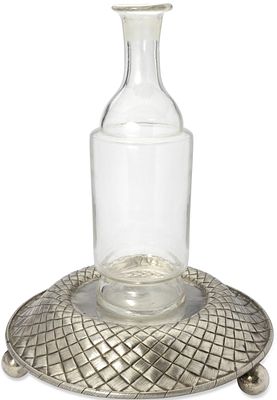 RUSSIAN TROMPE L’ŒIL SILVER STAND/TRAY
Assay master Semen Shebanov, Moscow, 1883. Hallmarks: 