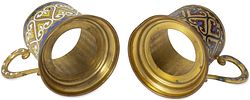 PAIR OF SOVIET METAL AND ENAMEL TEA GLASS HOLDERS
Leningrad Jewellery Factory, 1958. Hallmarks: Изображение - 1