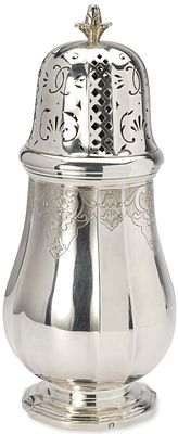 ANDR&Eacute; AUCOC 18TH CENTURY STYLE SILVER SUGAR SHAKER. Hallmarks: ‘Minerve’, signed ‘A. Aucoc’ 