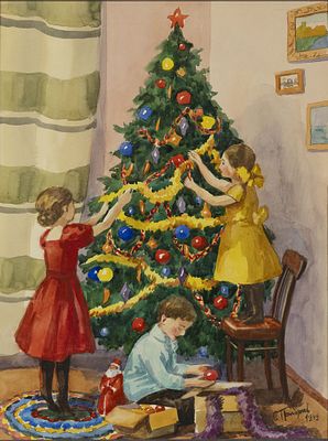 SERGEI GRIGORIEV (1910-1988)
Preparations for Christmas. signed in Cyrillic and dated ‘S 