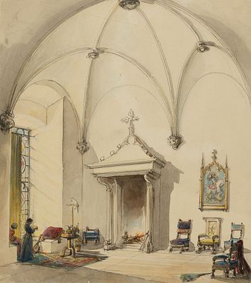CASPAR SCHEUREN (1810-1887), ATTRIBUTED TO
Design for a Room, the later Small Knight’s Hall 