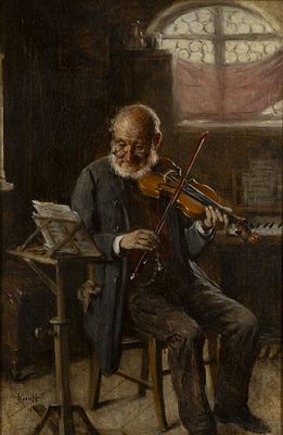 HERMANN KERN (1838-1912)
Violin player. signed 'Kern H'(lower left); old wax seal (on the 
