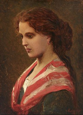 CESARE TALLONE (1853-1919)
Portrait of a woman in a red and white scarf. signed and dated 