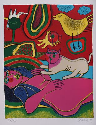 CORNEILLE (1922-2010)
Untitled. lithograph in colourssigned and dated in pencil ‘Corneille ‘91’ 