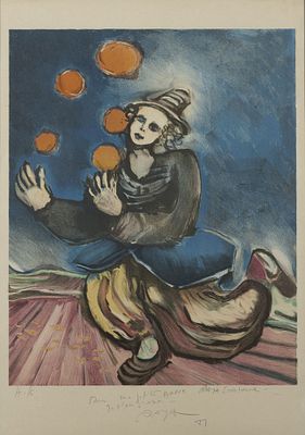 RAYA SORKINE (1936–2022)
Clown. signed, inscribed and dated by the artist ‘Pour ma petite Anne…/ 