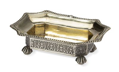 RUSSIAN PARCEL-GILT SALT CELLAR
Assay master Nikolai Dubrovin, Moscow, 1838. Hallmarks: ’84’ 