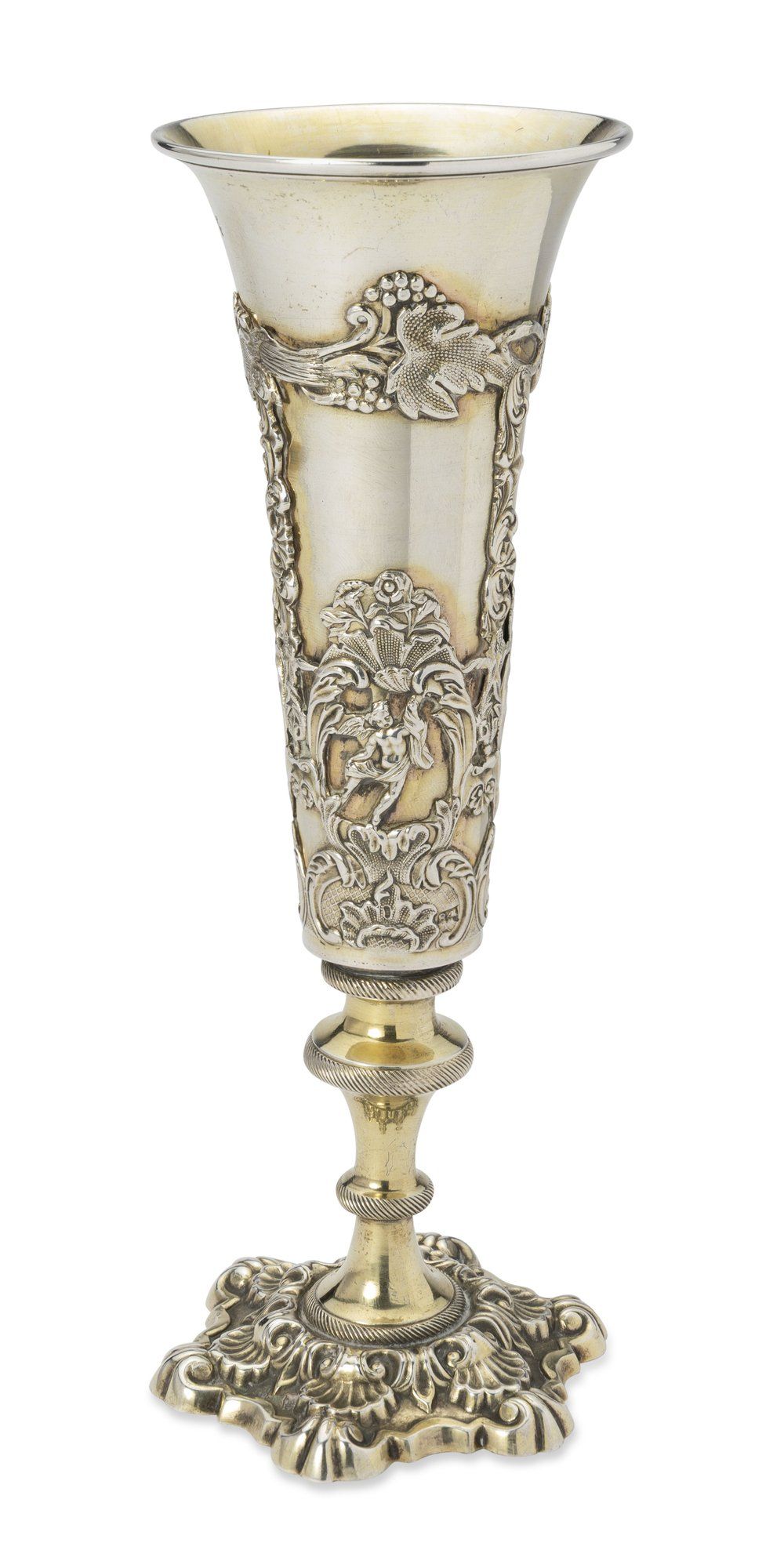 RUSSIAN SILVER-GILT CHAMPAGNE FLUTE
Moscow, circa mid 19th century. Hallmarks: ‘84’ silver 