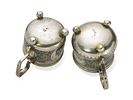 PAIR OF RUSSIAN PARCEL-GILT SILVER AND NIELLO GLASS HOLDERS. Unknown maker’s mark ‘PM’ , assay Изображение - 1