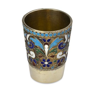RUSSIAN SILVER AND CLOISONNE ENAMEL BEAKER
Mathias Kilplein, St Petersburg, circa 1875-1900. Hall 