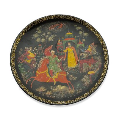 TWO PLATES WITH FAIRY TALE SCENES 'THE TALE OF TSAR SALTAN AND THE FIREBIRD' , 1989-1991. D. 19 