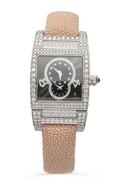 *DE GRISOGONO INSTRUMENTINO MAGNIFICENT 18K WHITE GOLD AND 10 CT. DIAMOND LADY’S WATCH. Reference 