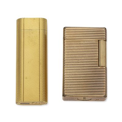 CARTIER AND S.T. DUPONT SET OF TWO VINTAGE GOLD PLATED LIGHTERS. Cartier Paris, 20-micron gold 