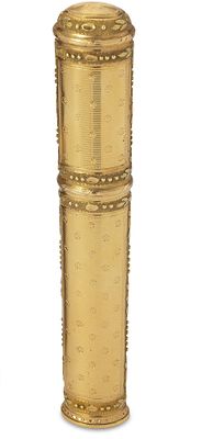 18th CENTURY 18k YELLOW GOLD '36gr.' &Eacute;TUI. Hallmarks Of elongated cylindrical form, decorated 