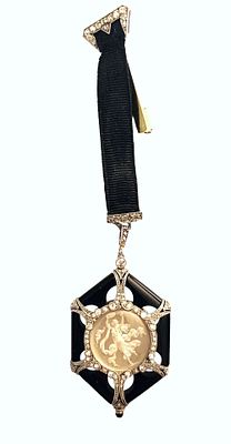*RARE ONYX, PLATINUM AND DIAMOND WATCH WITH SATIN RIBBON, CIRCA 1925. very rare black onyx and 