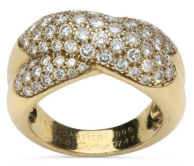 CARTIER COLIS&Eacute;E DIAMOND AND 18K YELLOW GOLD RING, 1995. Cartier COLIS&Eacute;E ring in yellow gold set 