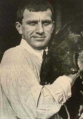 ALEXANDER RODCHENKO (1891-1956)
Vladimir Mayakovsky with Skotik. Pushkino, 1924. gelatin silver 