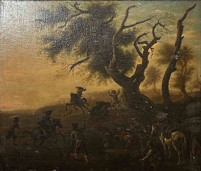 ATTRIBUTED TO PIETER JACOBSZ VAN LAER (1599 – CIRCA 1642)
The Boar Hunt
. inscribed in Cyrillic 