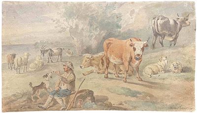 JOHANN CASPAR SCHNEIDER (1753–1839)
Shepherd resting. signed ‘Joh.Casp.Schneider’(lower right) 