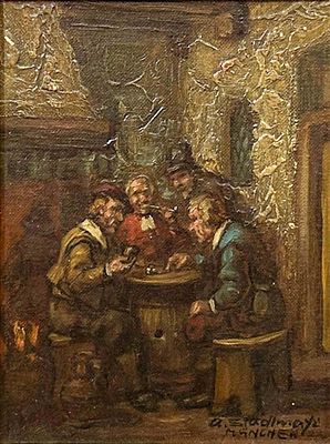 ALOIS STADLEMAYR (1915-?)
Tavern Scene. signed and located ‘A. Stadlemayr/ Munchen’ (lower 
