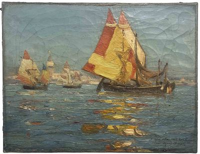 ALFRED SMITH (1854-1936)
Venice Lagoon. signed and dedicated ‘&agrave; mon cher ami de CRaffaelle (?)… 