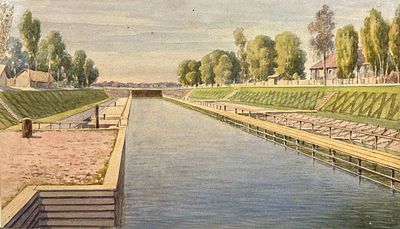 RUSSIAN SCHOOL, circa 1850–1870
Canal works. watercolour on paper18.8 x 32 cmThe scene depicts a 