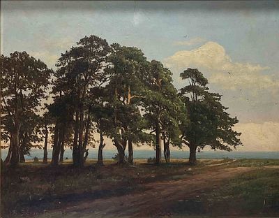 VASILI EKGORST (1831-1901)
Pines by the Sea. signed in Cyrillic and dated ‘V Ekgorst 1863’ 