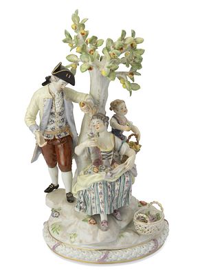 ‘THE GALLANT GARDENERS UNDER THE APPLE TREE’ PORCELAIN GROUP, 19TH CENTURY
MEISSEN, KNAUF 