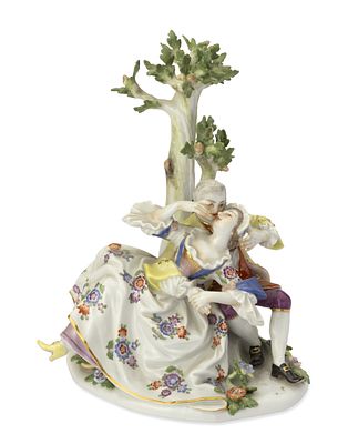 ‘THE LOVERS UNDER THE OAK TREE’ PORCELAIN GROUP
MEISSEN, CIRCA 1950–1970. group in polychrome 