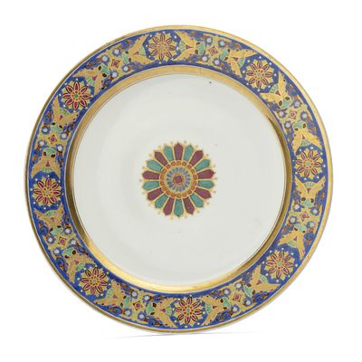 RUSSIAN PORCELAIN DISH FROM THE GOTHIC SERVICE
Imperial Porcelain Factory, St Petersburg,circa 