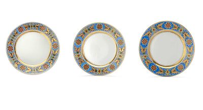 SET OF THREE PLATES FROM THE GOTHIC SERVICE, FROM 1860, 1891, 1896
Imperial Porcelain Factory 