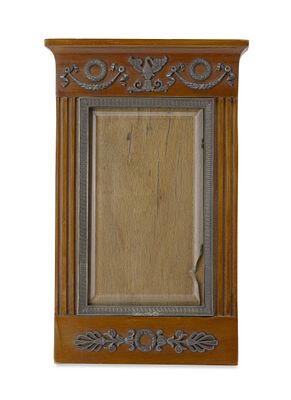 PROBABLY FABERG&Eacute; SILVER-MOUNTED WOODEN PHOTOGRAPH FRAME. Hallmarks: bearing mark in Cyrillic 