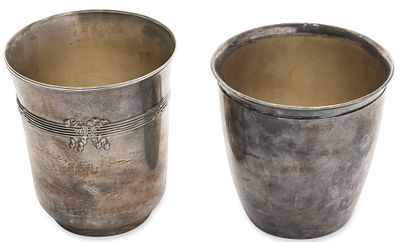 CHRISTOFLE TWO SILVER-PLATED BEAKERS. Hallmarks: maker’s marks, Christofle hallmark for 