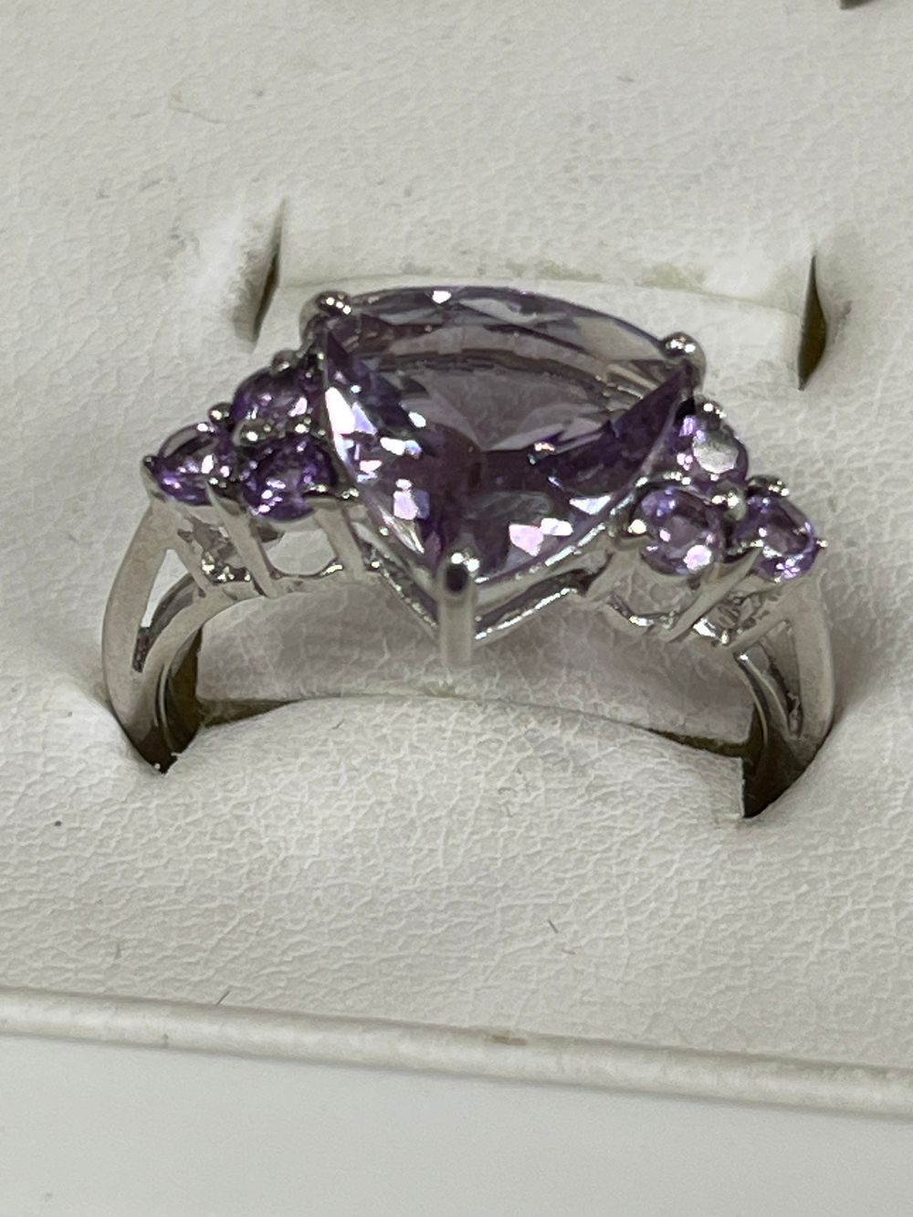 Lot 175: Heart shaped amethyist stone surrounded by smaller stones,...