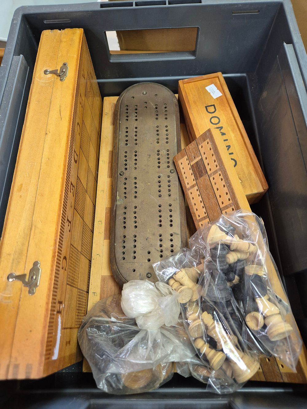 Lot 244: A collection of vintage wooden board games