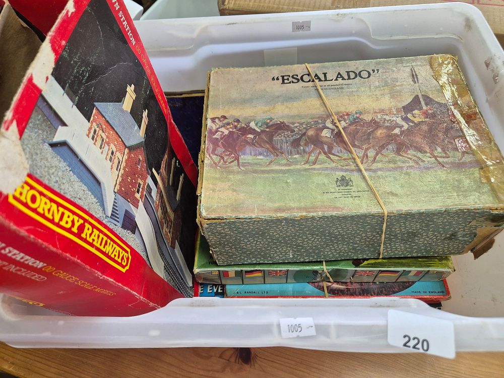 Lot 220: A box of collectable games and train items