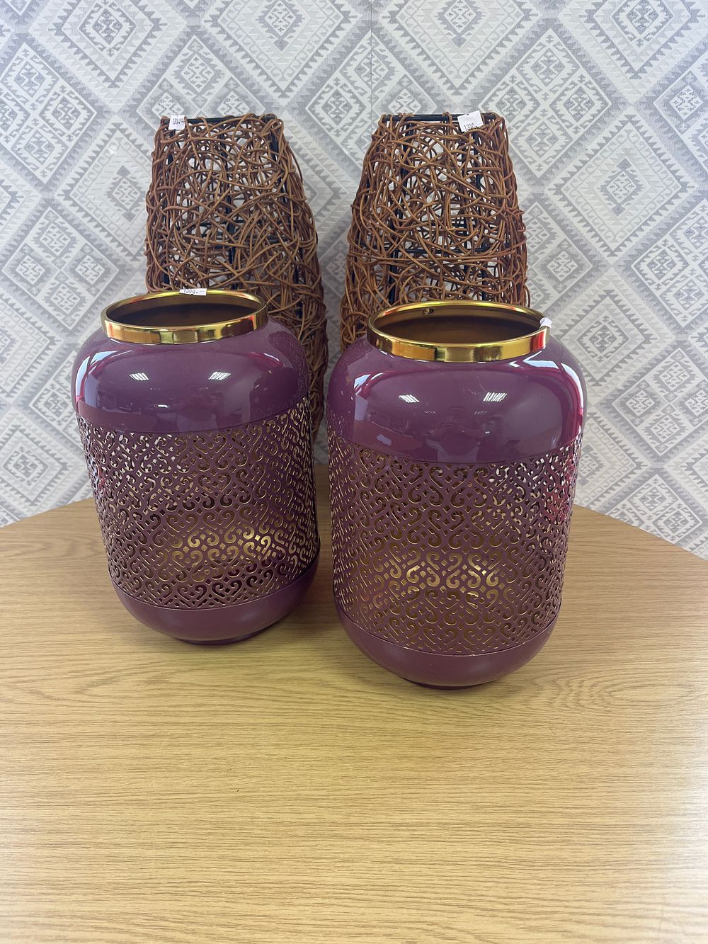 Lot 225: Lamp shades and candle holders