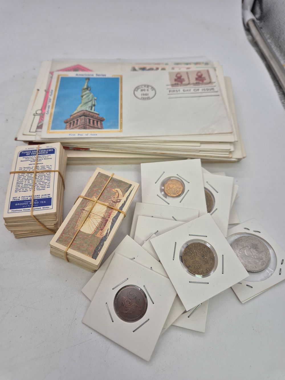 Lot 234: Post Cards, stamps, coins